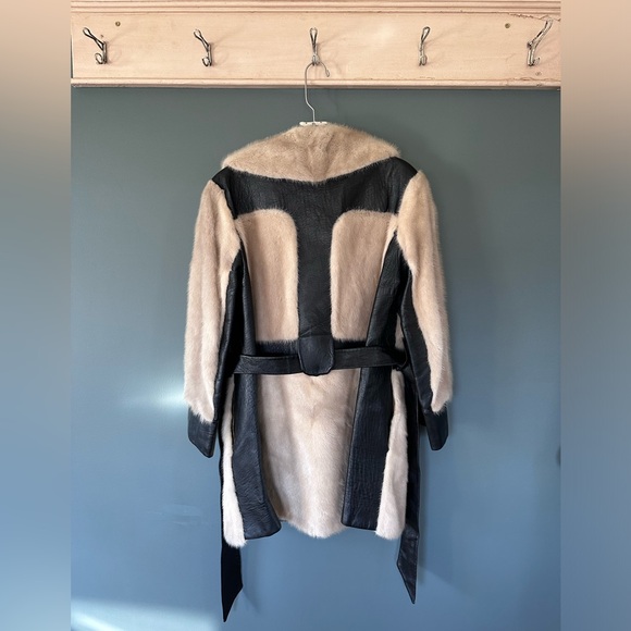 Vintage 70s Buffums California Genuine Leather / fur coat sz s/m - Picture 9 of 12